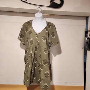 Old Navy Olive Floral Mini Dress